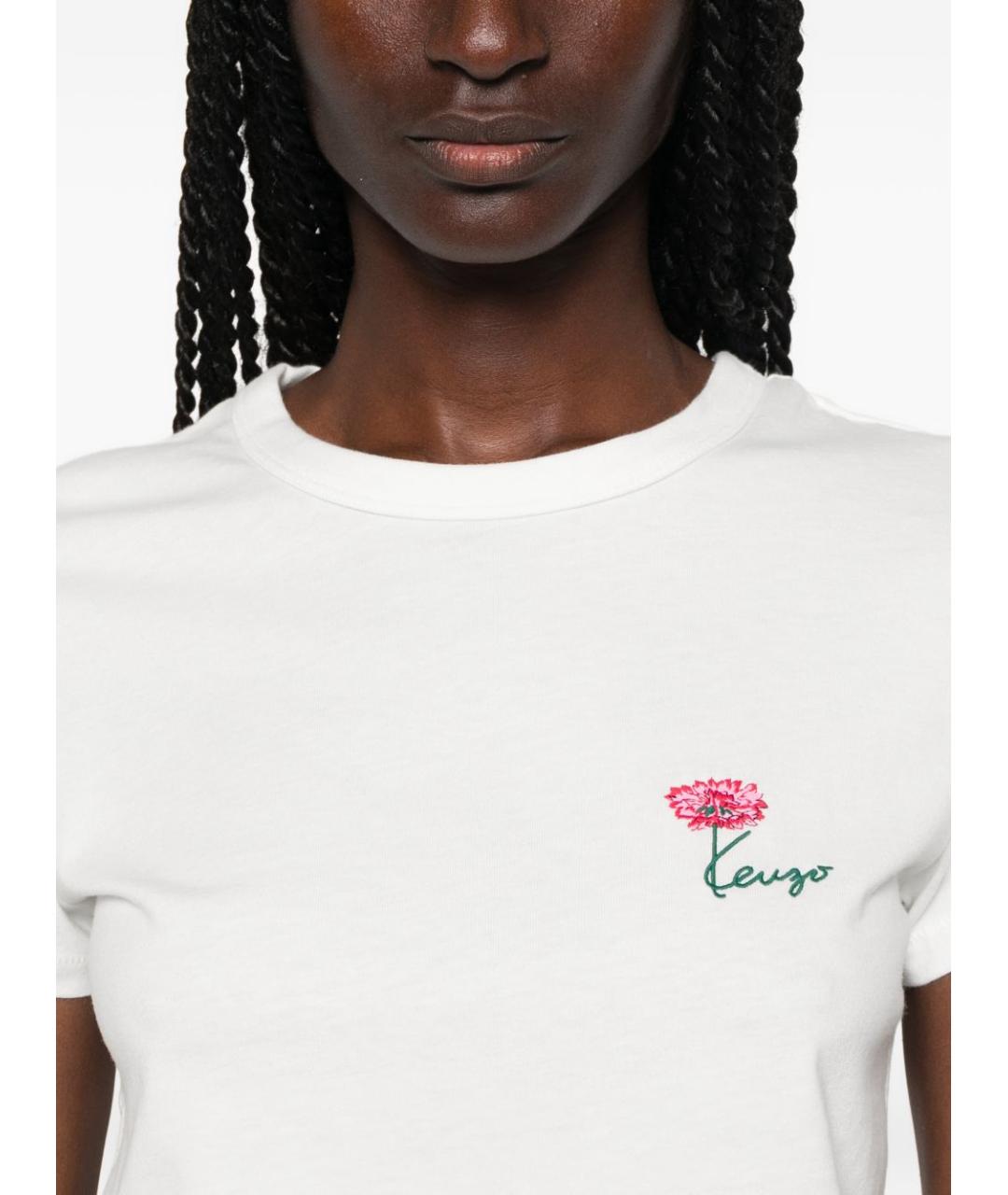 KENZO Белая хлопковая футболка, фото 4