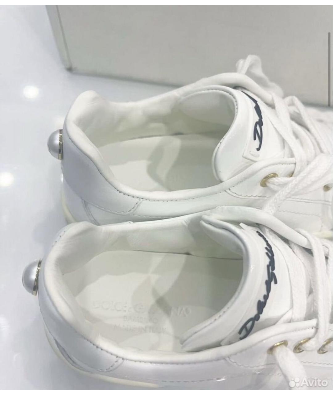 DOLCE&GABBANA Белые кеды из лакированной кожи, фото 4
