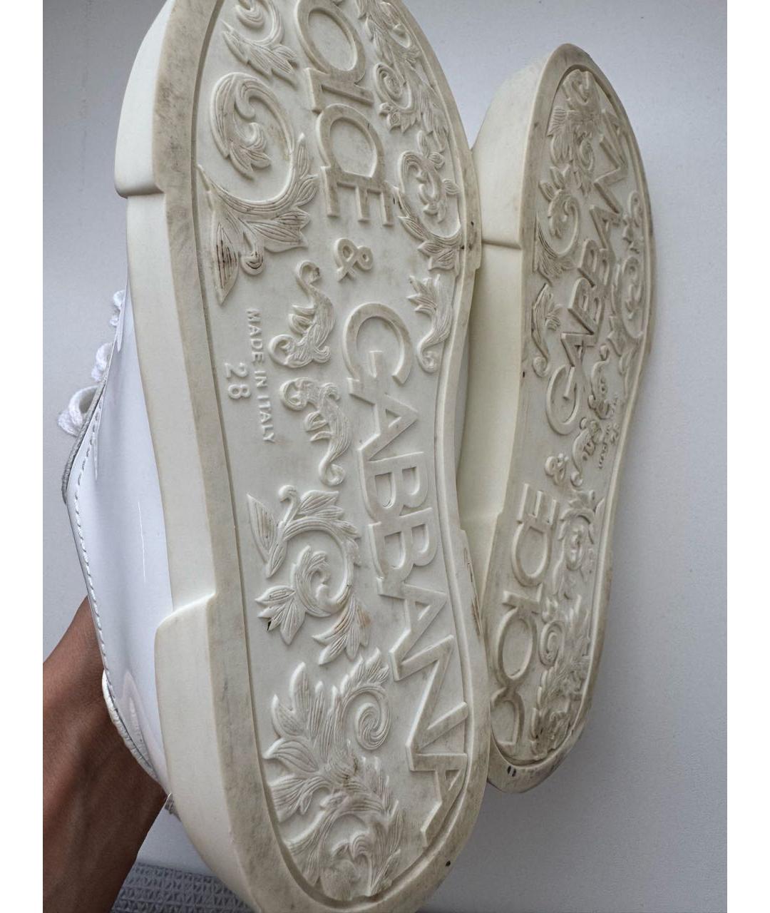 DOLCE&GABBANA Белые кеды из лакированной кожи, фото 5