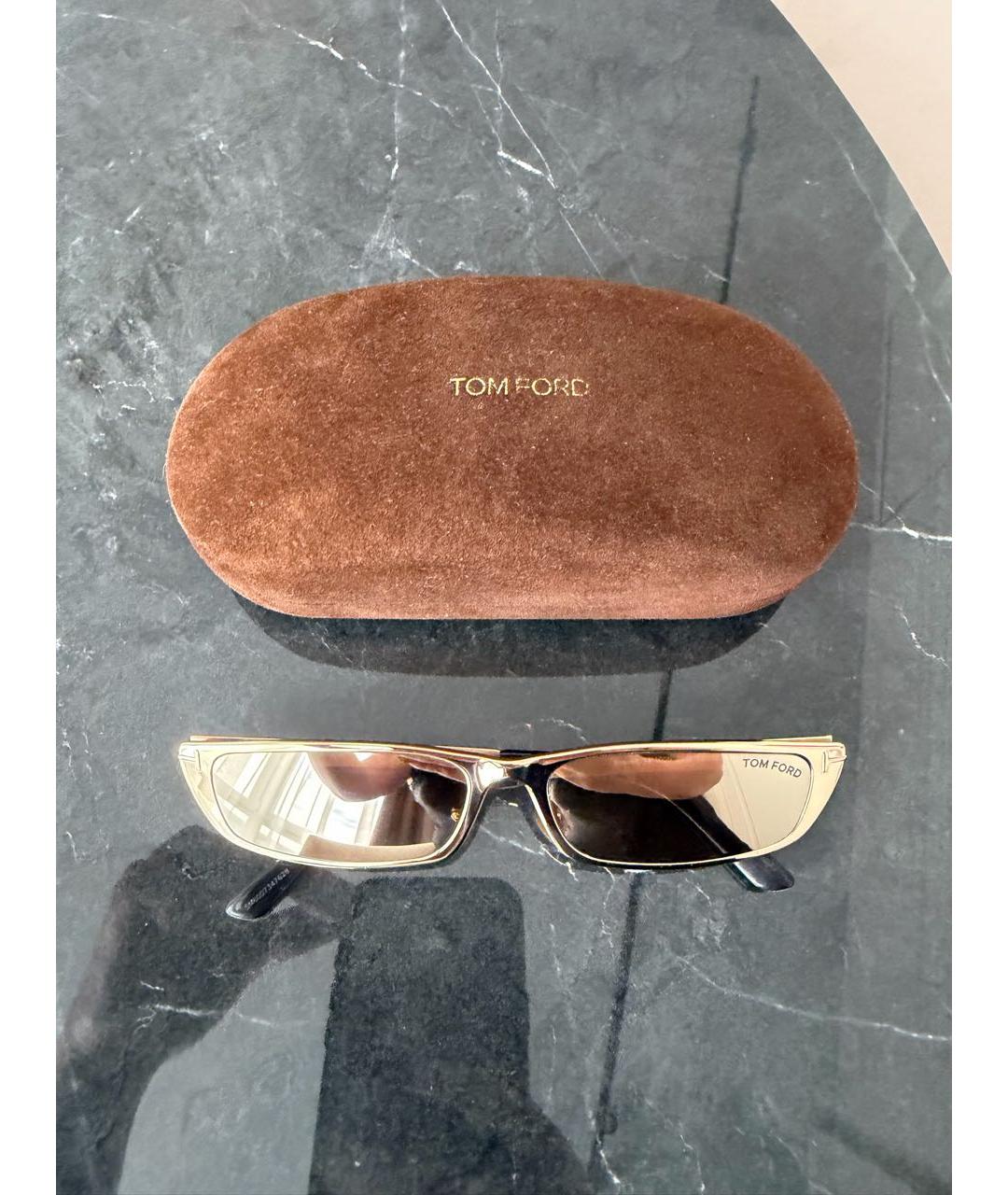 TOM FORD Золотые металлические солнцезащитные очки, фото 3