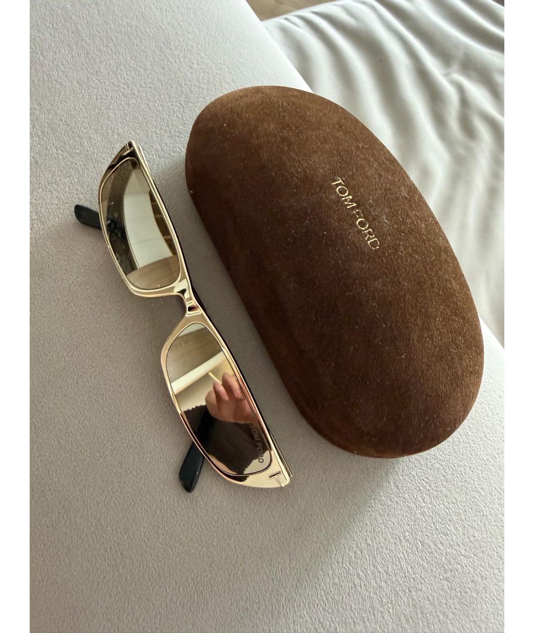 TOM FORD Золотые металлические солнцезащитные очки, фото 2