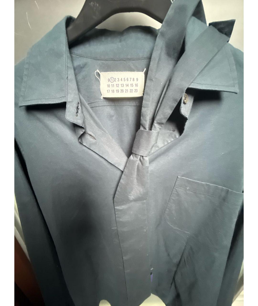 MAISON MARGIELA Темно-синяя хлопковая рубашка, фото 3