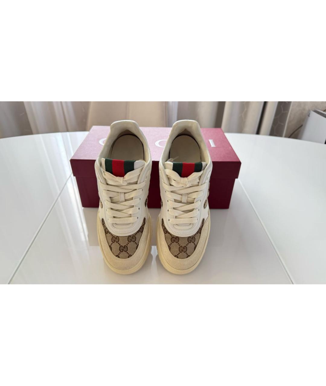 GUCCI Бежевые кеды, фото 8