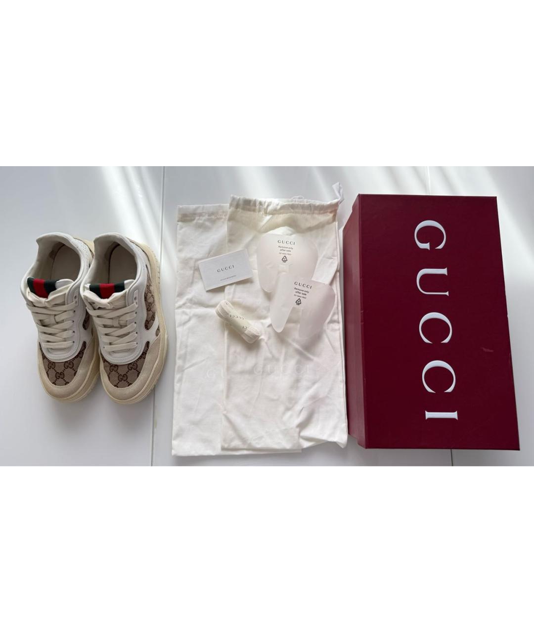 GUCCI Бежевые кеды, фото 7