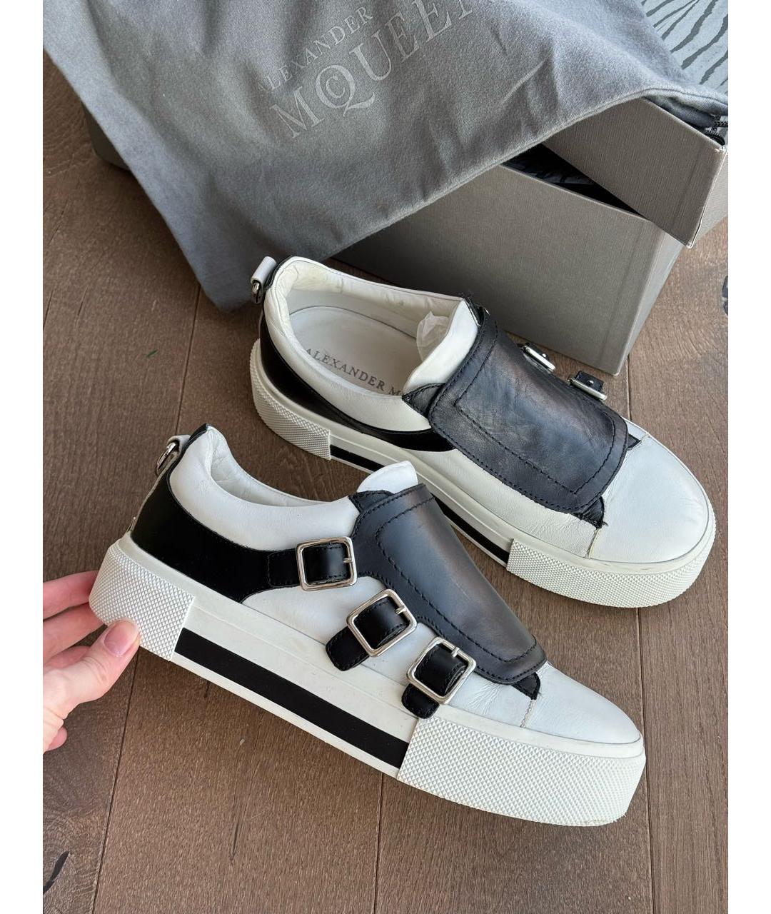ALEXANDER MCQUEEN Белые кожаные кеды, фото 2