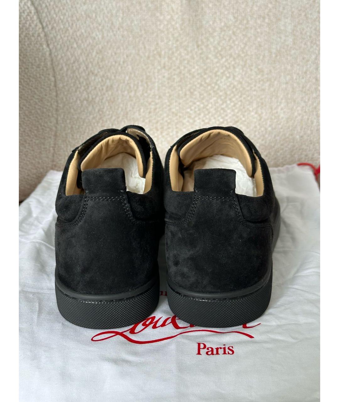 CHRISTIAN LOUBOUTIN Черные замшевые низкие кроссовки / кеды, фото 3