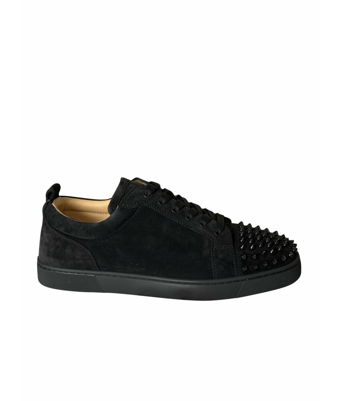 CHRISTIAN LOUBOUTIN Черные замшевые низкие кроссовки / кеды, фото 1