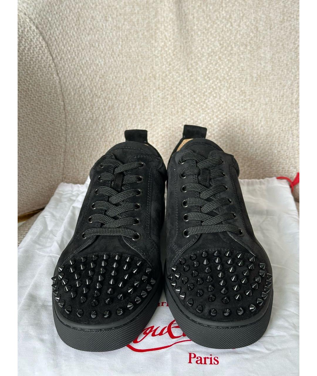 CHRISTIAN LOUBOUTIN Черные замшевые низкие кроссовки / кеды, фото 2