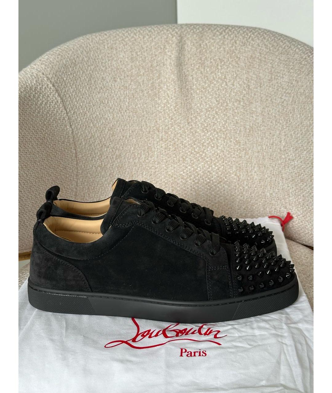 CHRISTIAN LOUBOUTIN Черные замшевые низкие кроссовки / кеды, фото 5