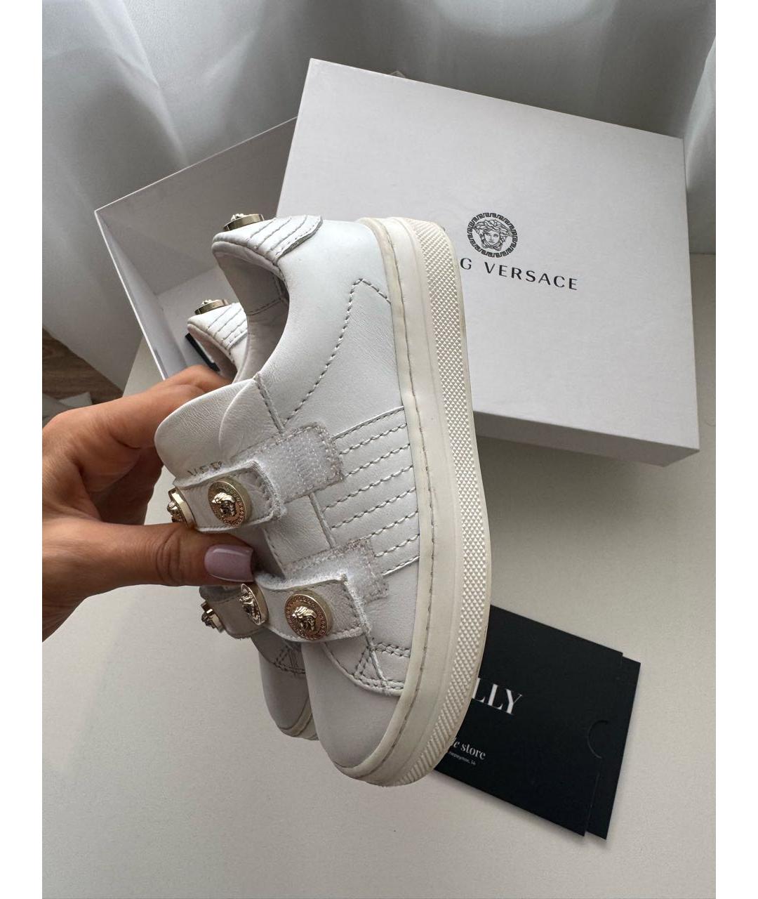 VERSACE Белые кожаные кеды, фото 5