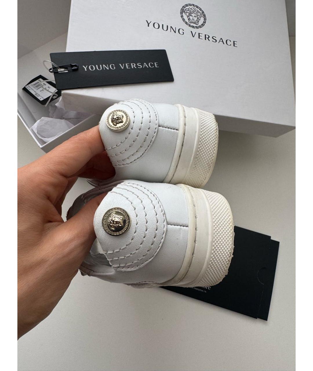 VERSACE Белые кожаные кеды, фото 4