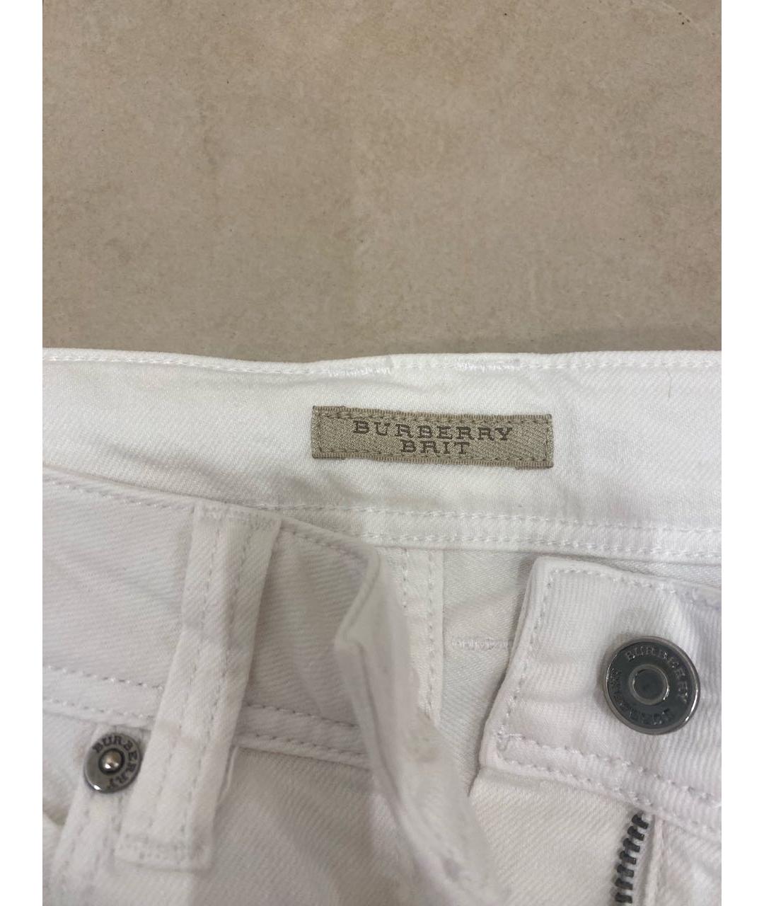 BURBERRY Белые хлопко-эластановые бриджи, фото 3