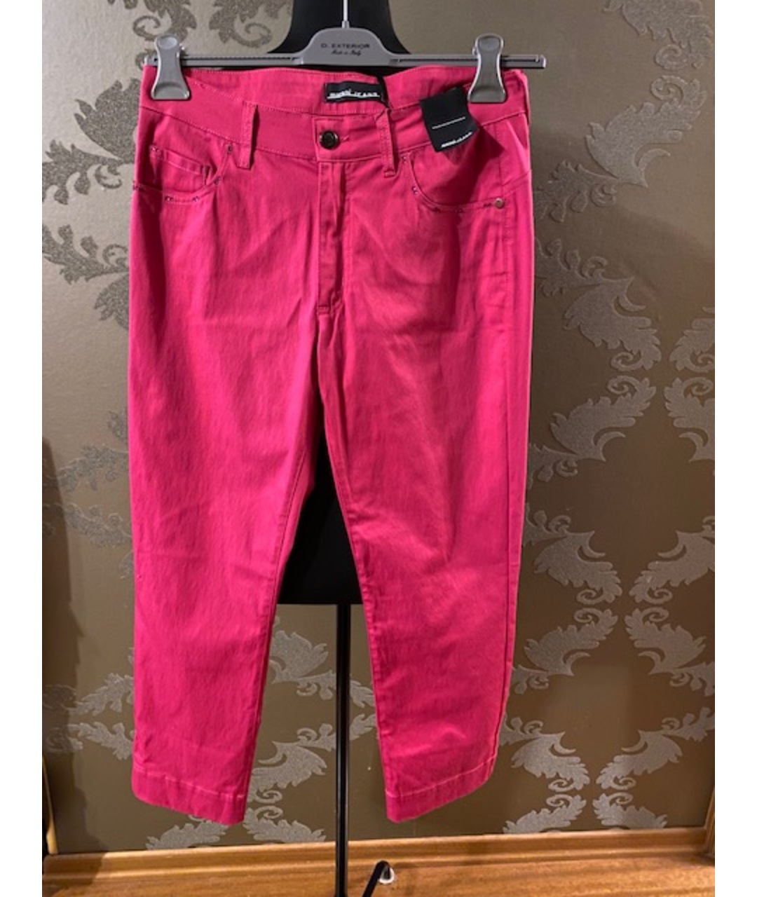 ANGELO MARANI Фуксия хлопко-эластановые прямые джинсы, фото 6