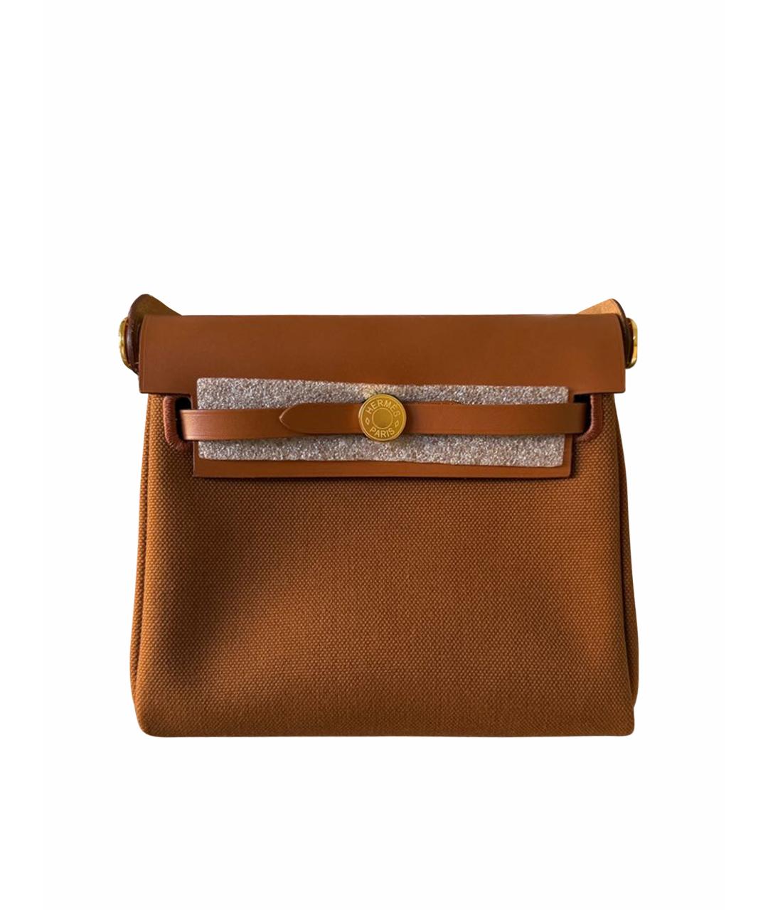 HERMES Коричневая тканевая сумка через плечо, фото 1