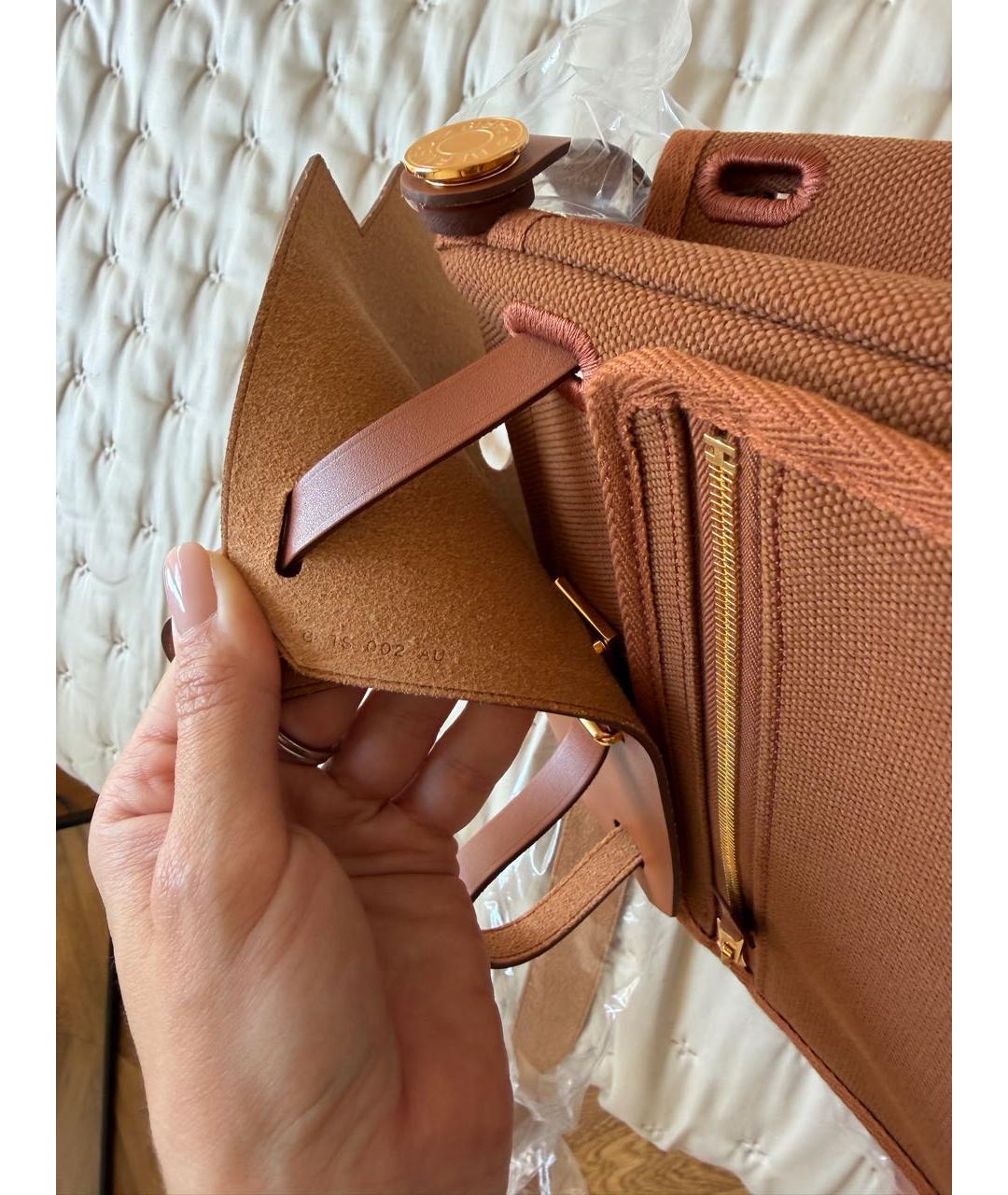 HERMES Коричневая тканевая сумка через плечо, фото 3