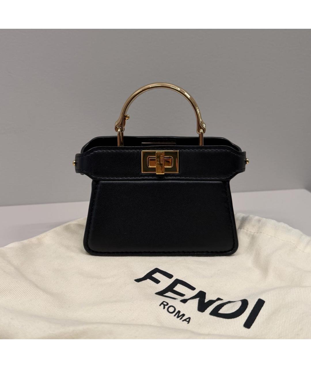 FENDI Черная кожаная сумка через плечо, фото 6