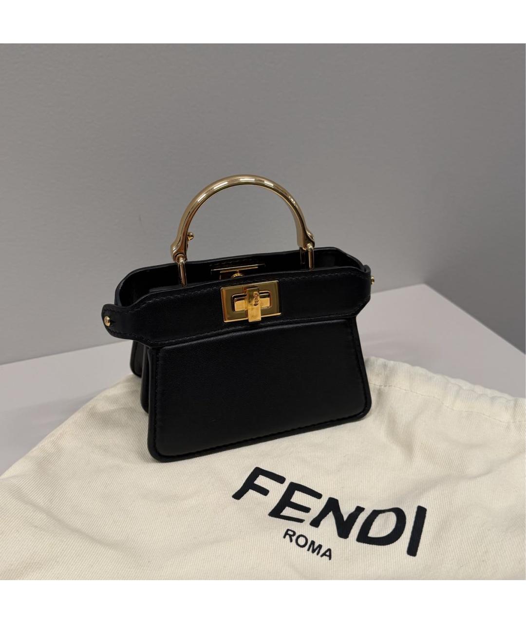 FENDI Черная кожаная сумка через плечо, фото 2