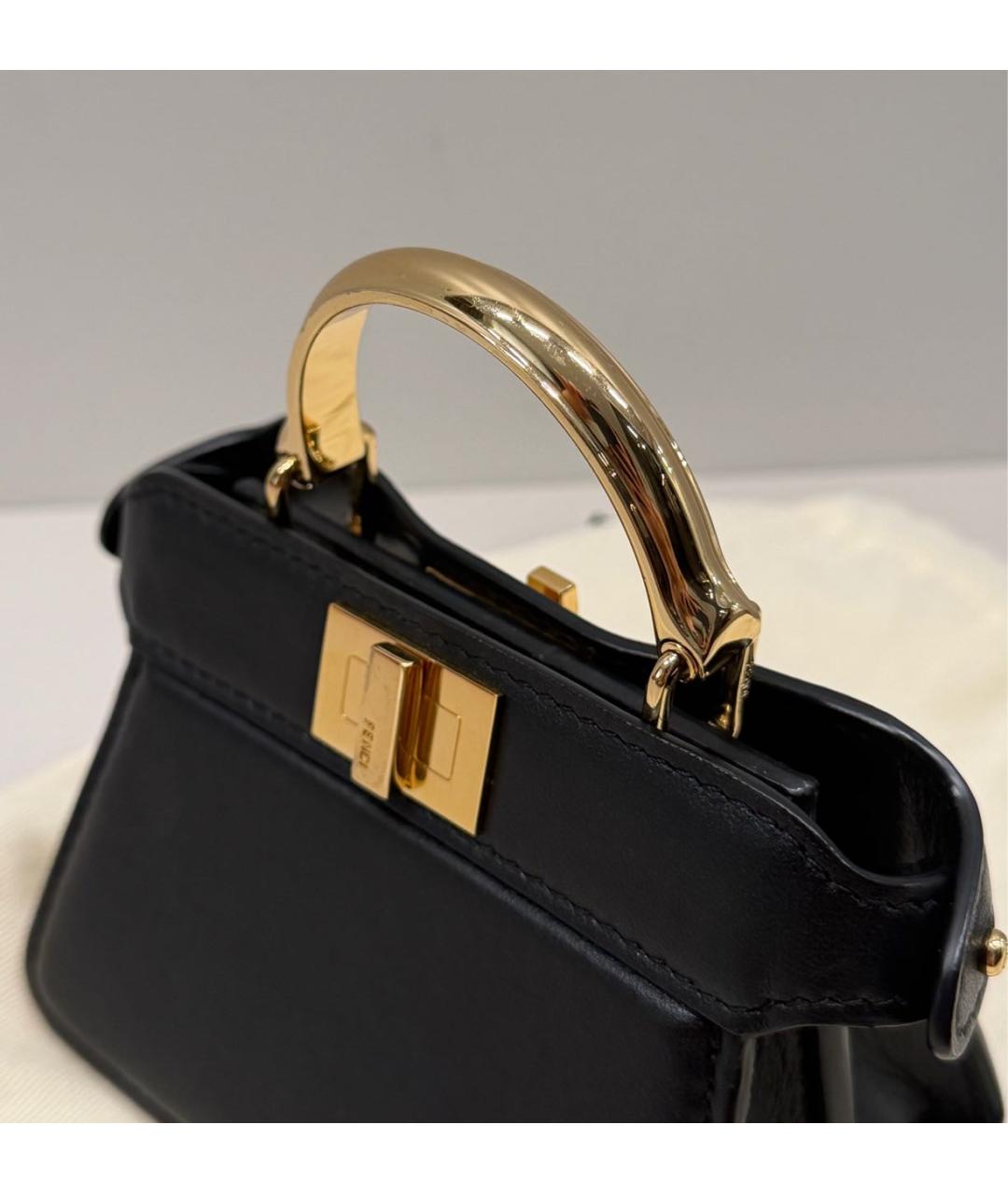 FENDI Черная кожаная сумка через плечо, фото 4