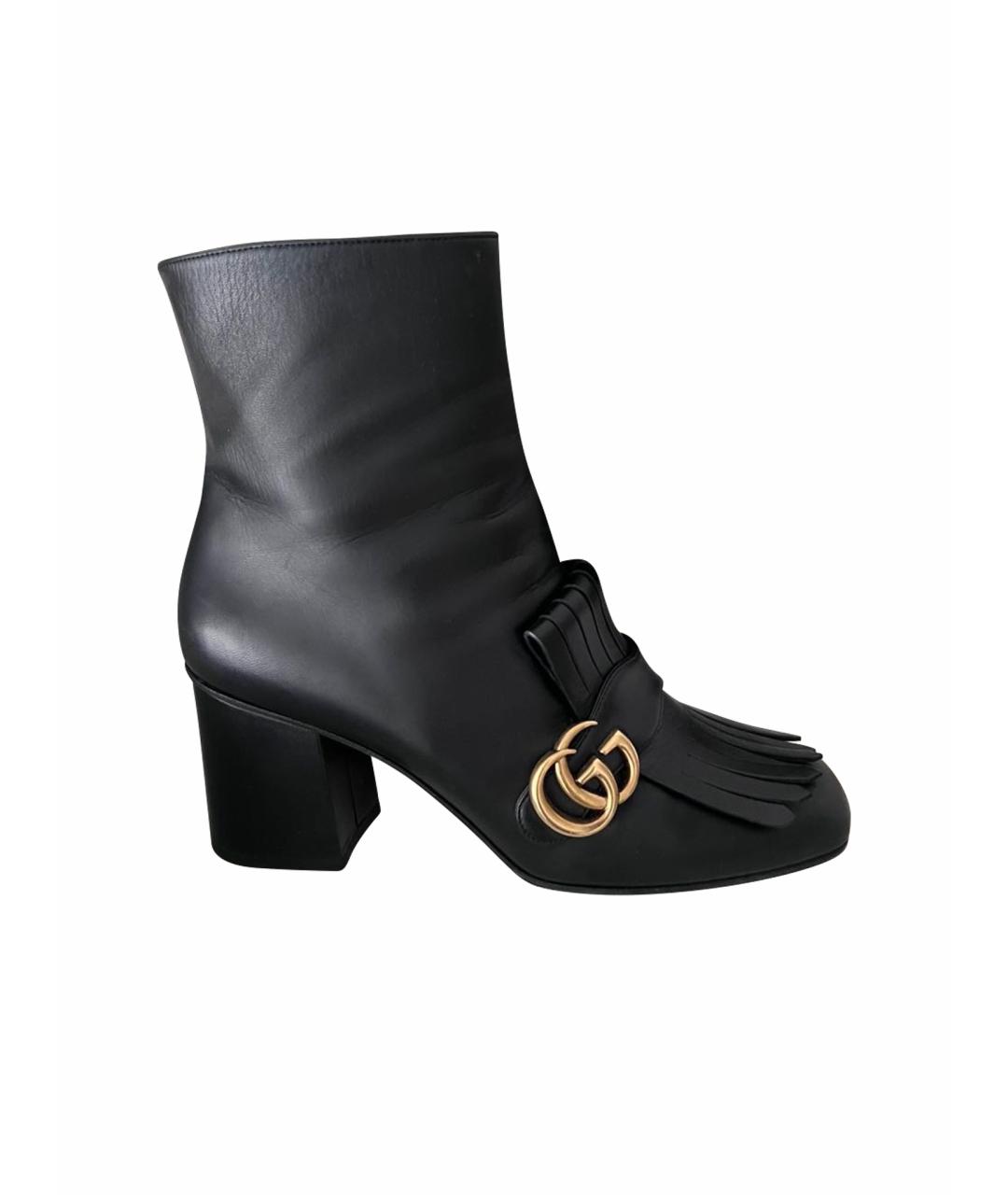 GUCCI Черные кожаные ботильоны, фото 1