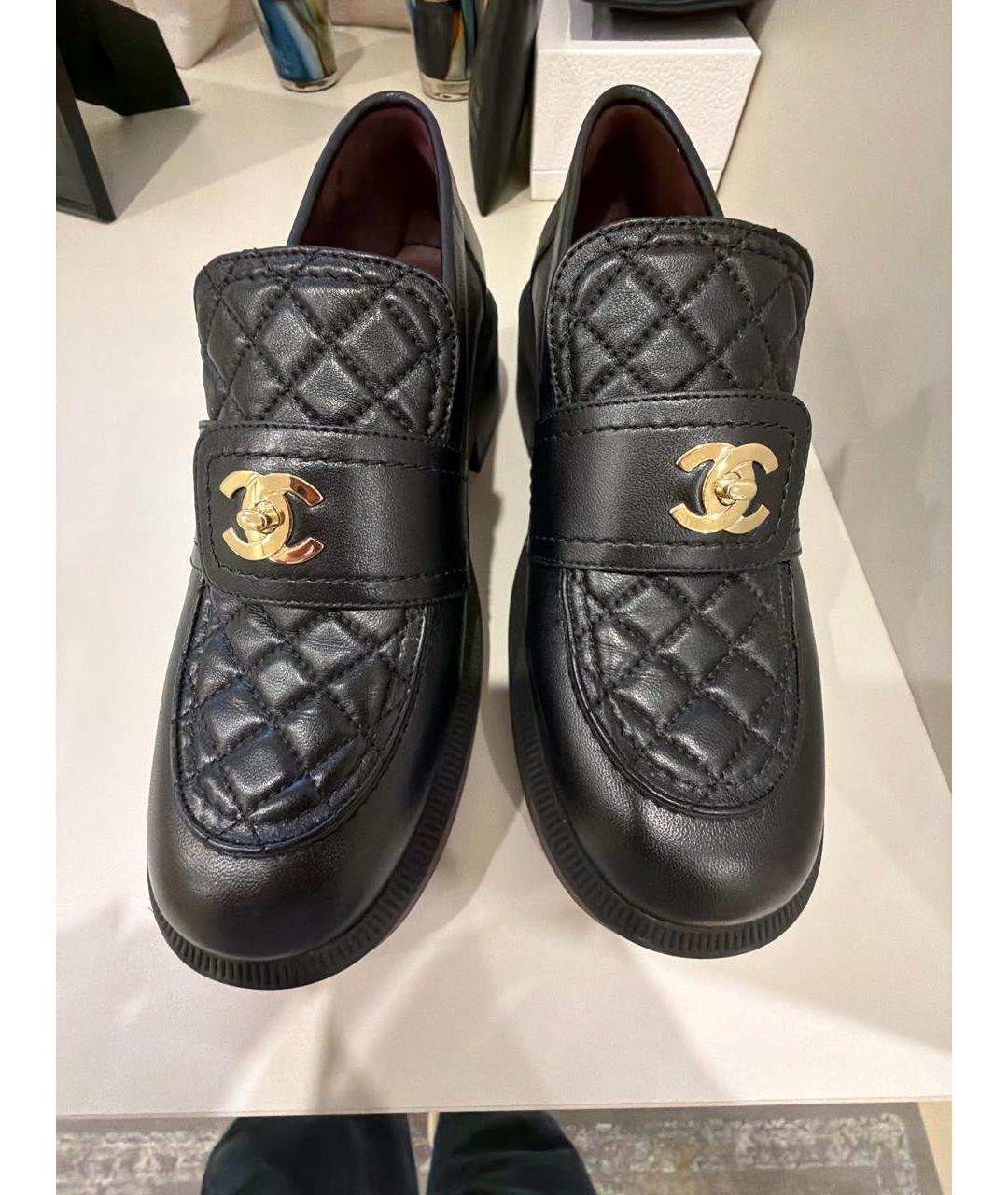 CHANEL Черные кожаные лоферы, фото 2