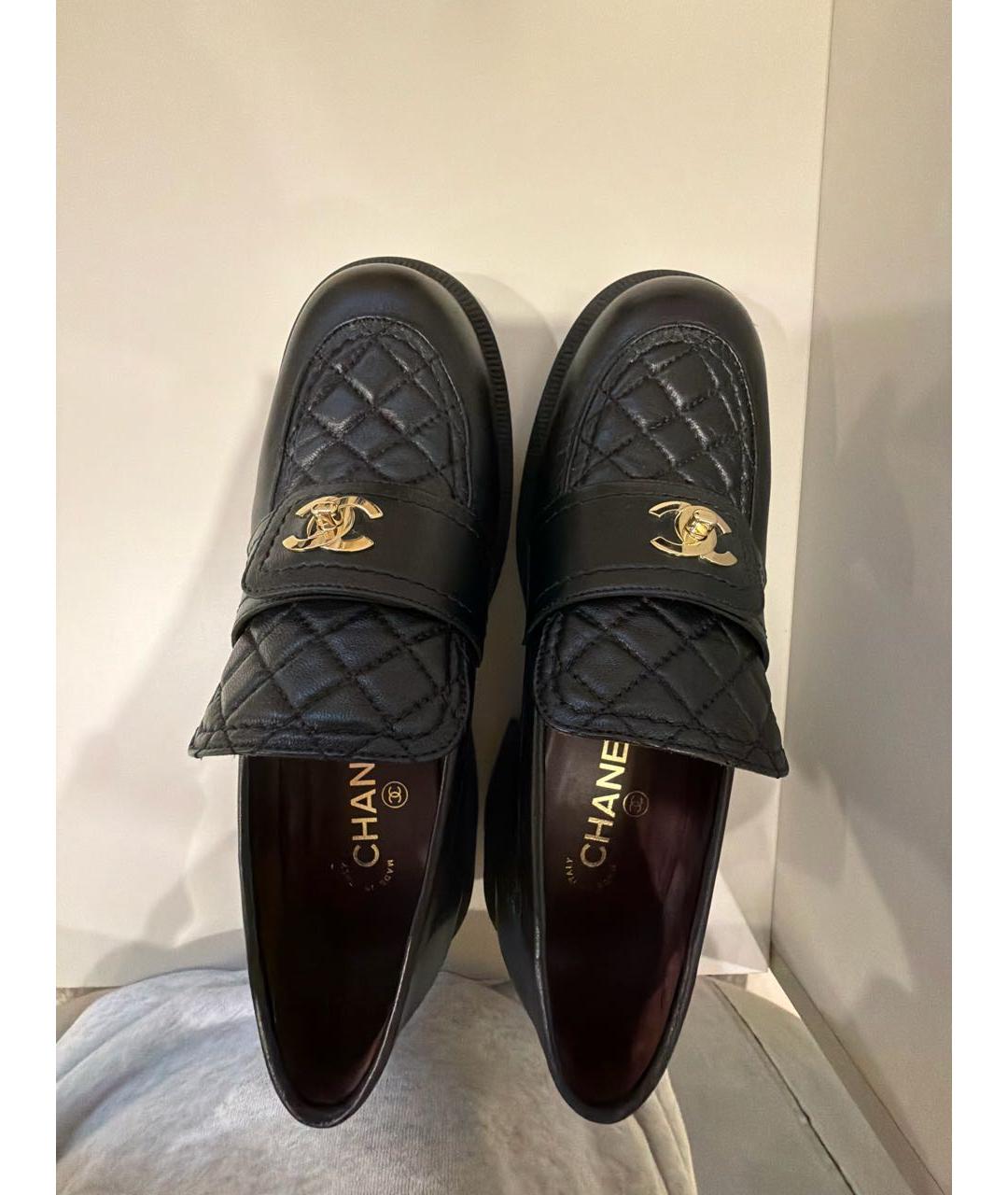 CHANEL Черные кожаные лоферы, фото 3