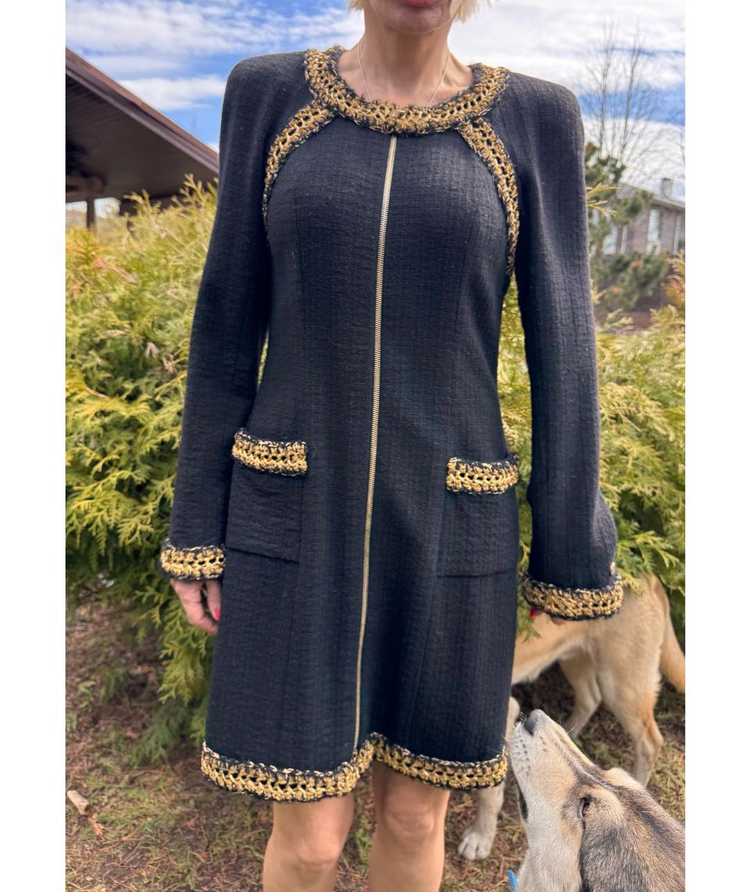 CHANEL Черное твидовое повседневное платье, фото 7