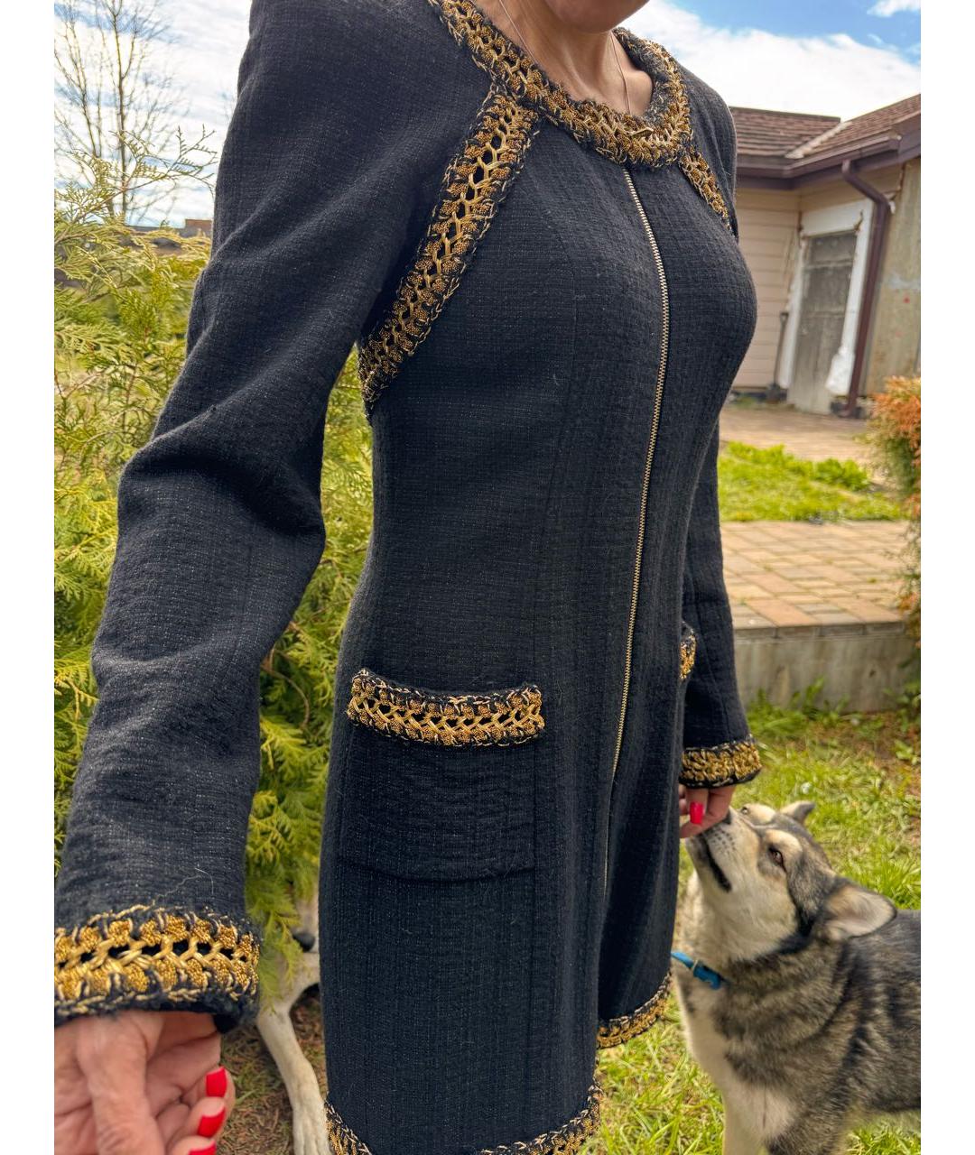 CHANEL Черное твидовое повседневное платье, фото 2