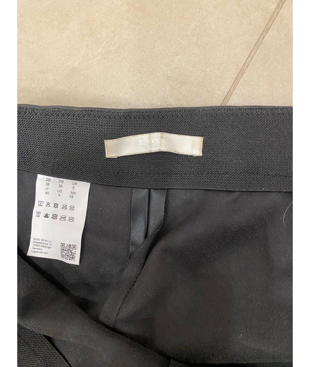 HUGO BOSS Черные полиэстеровые прямые брюки, фото 3