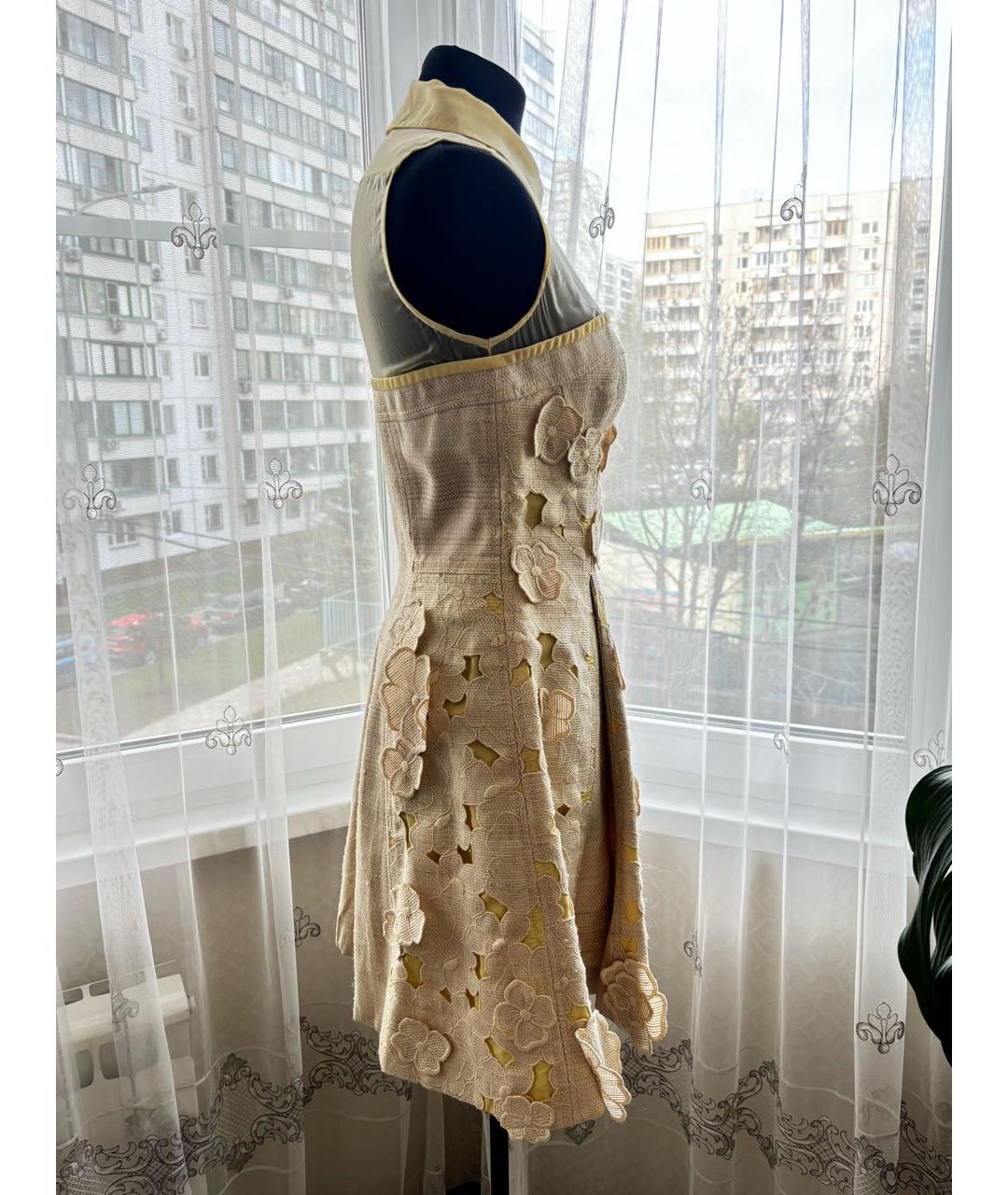 LOUIS VUITTON Желтое шелковое платье, фото 4