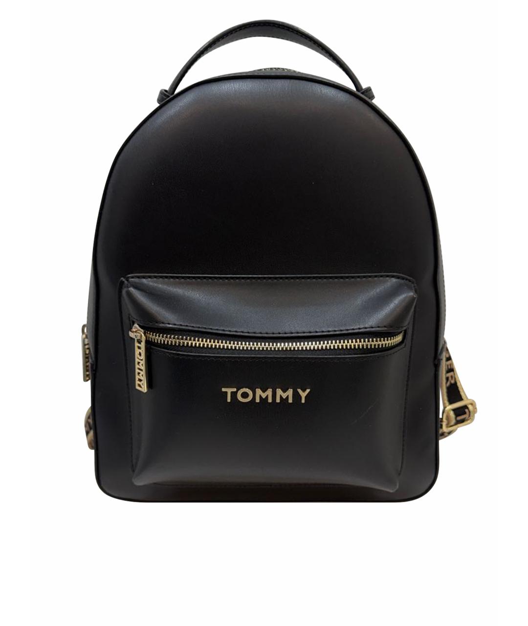 TOMMY HILFIGER Черный кожаный рюкзак, фото 1