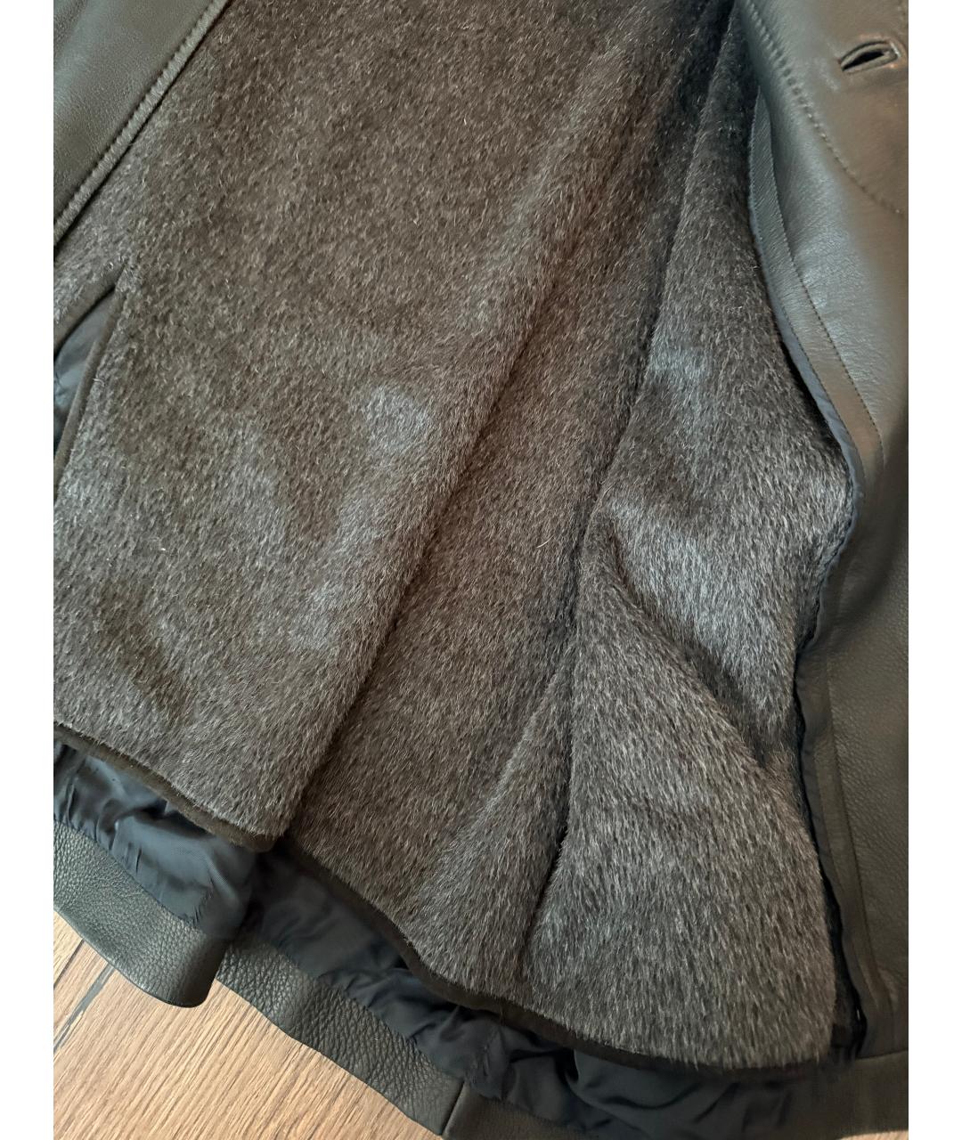 BRIONI Черное кожаное пальто, фото 5