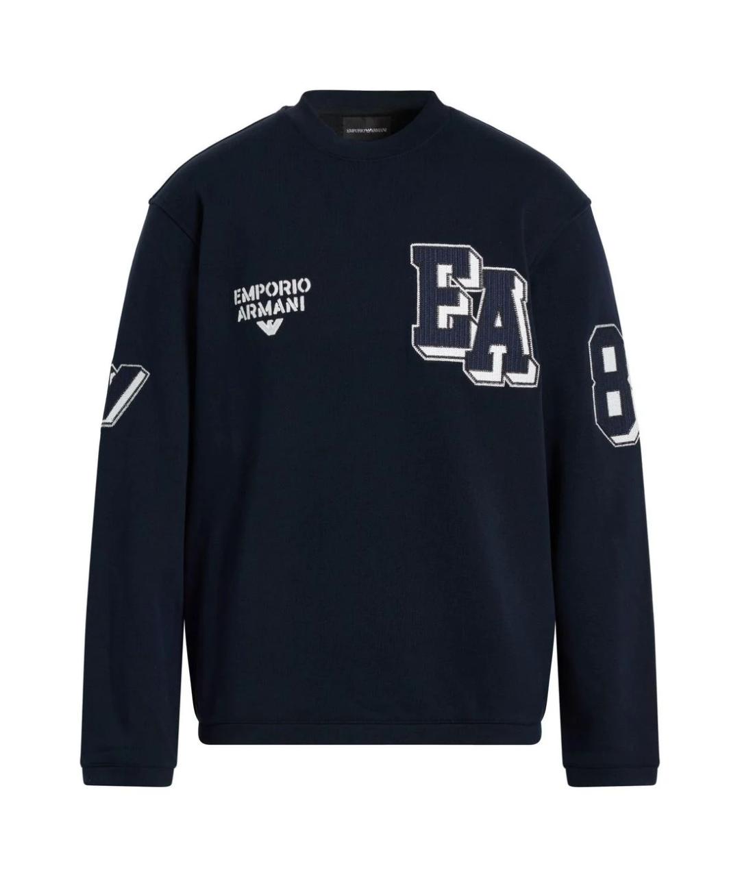 EMPORIO ARMANI Темно-синий хлопковый спортивный костюм, фото 5