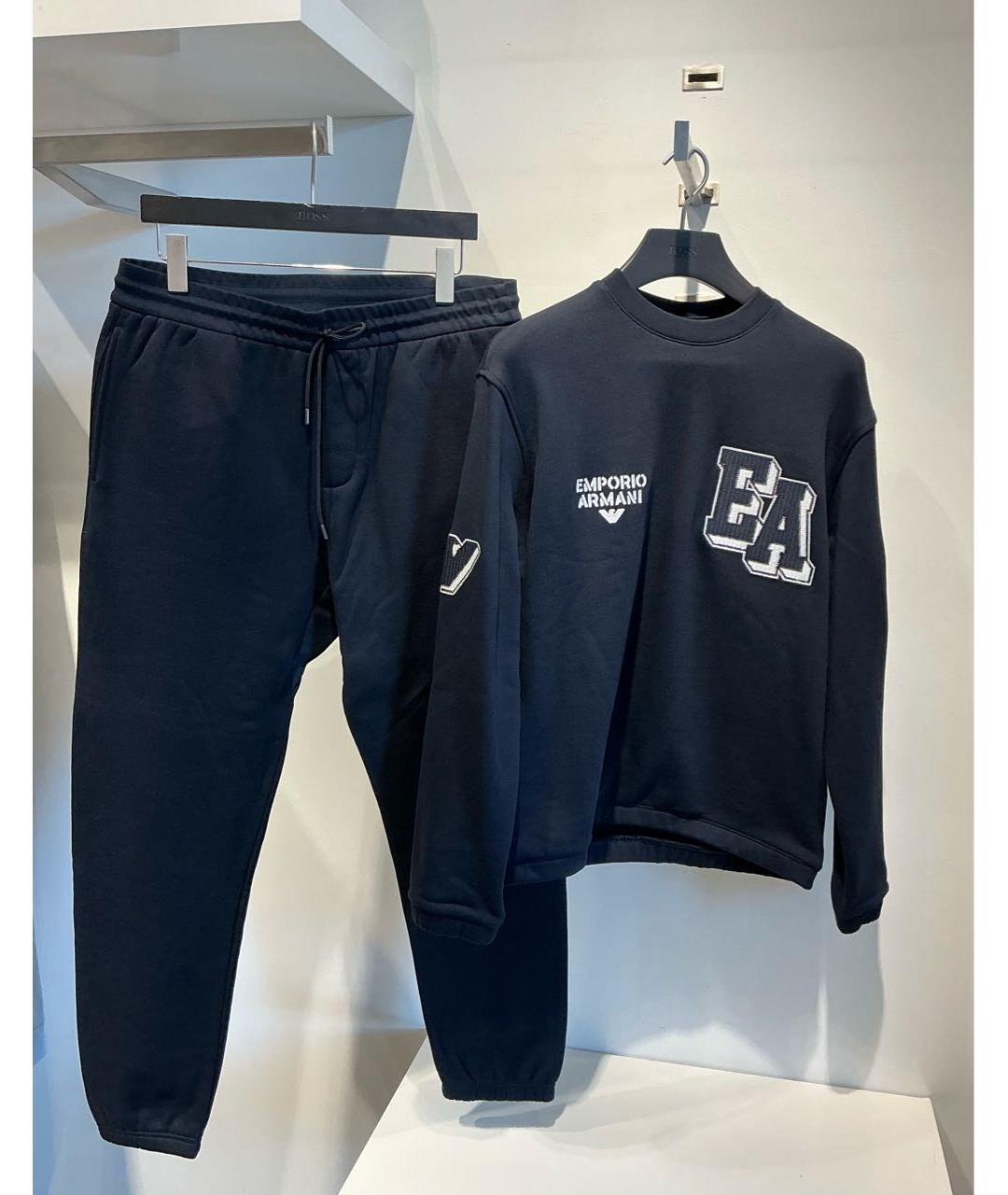 EMPORIO ARMANI Темно-синий хлопковый спортивный костюм, фото 3