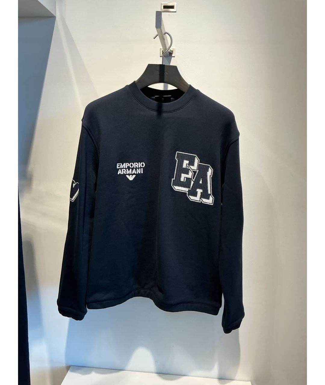 EMPORIO ARMANI Темно-синий хлопковый спортивный костюм, фото 4