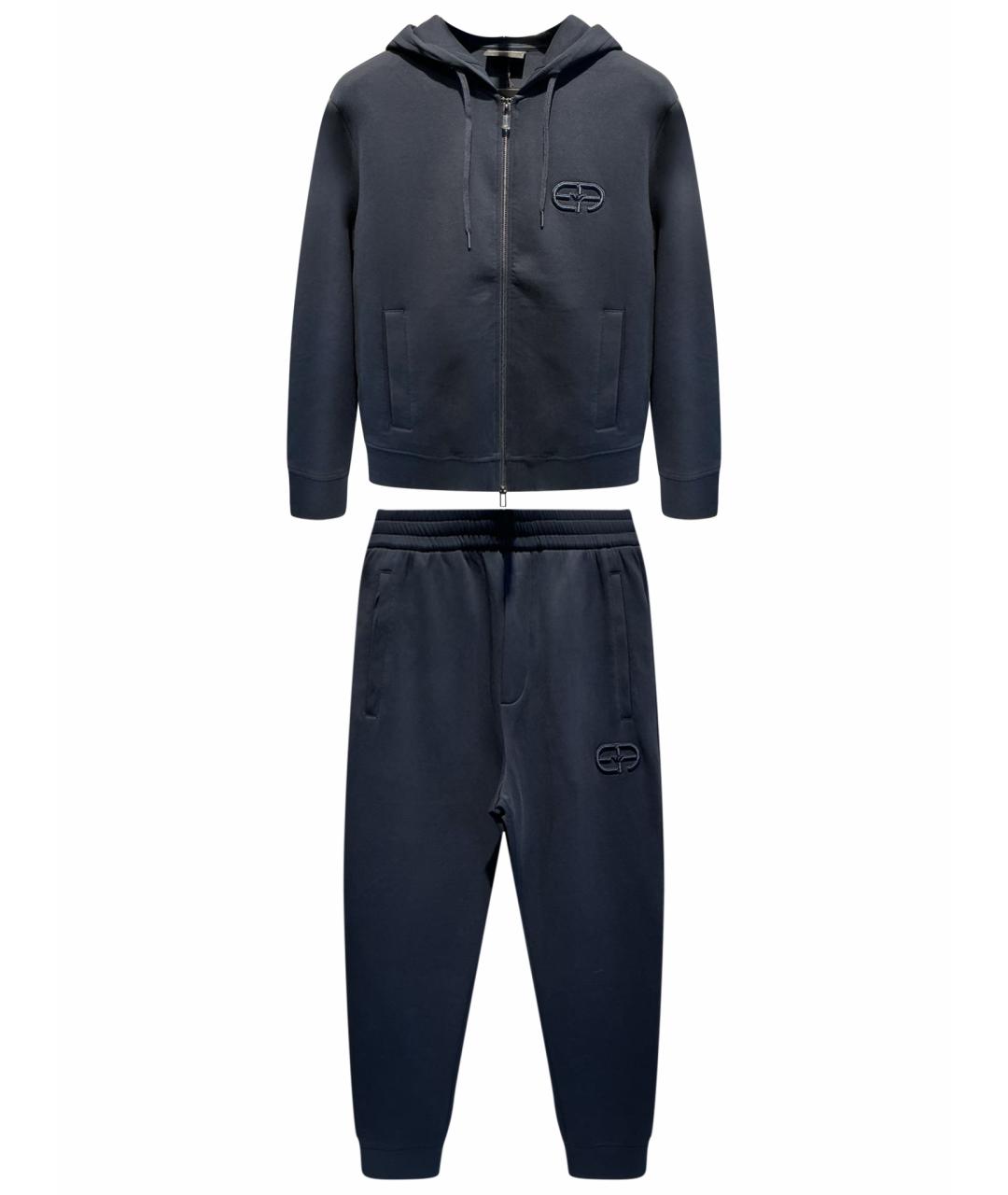 EMPORIO ARMANI Темно-синий хлопковый спортивный костюм, фото 1