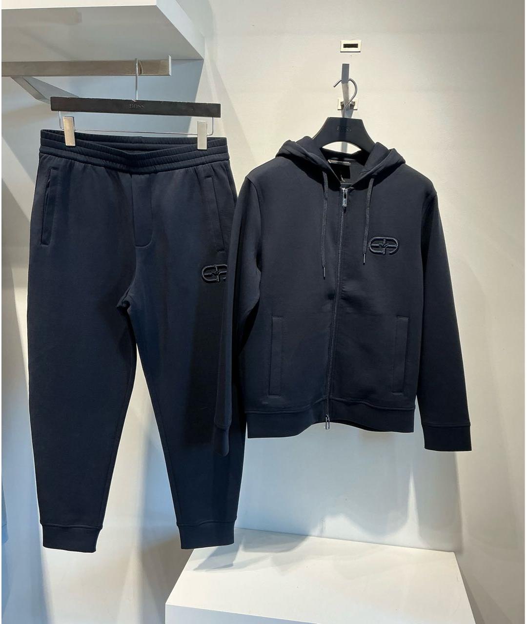 EMPORIO ARMANI Темно-синий хлопковый спортивный костюм, фото 4