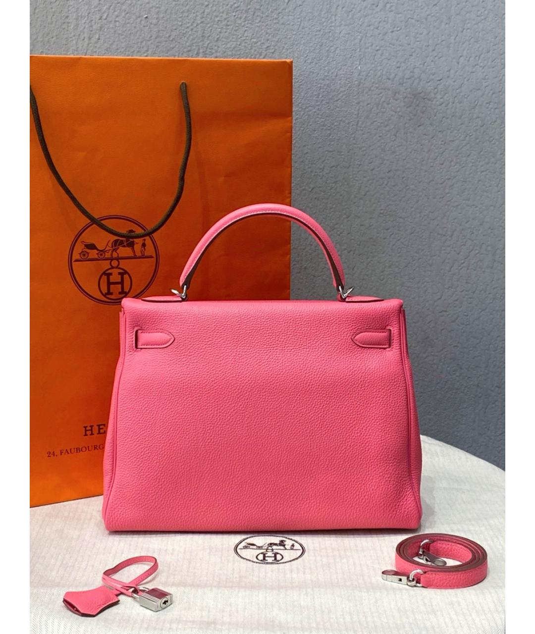 HERMES Розовая кожаная сумка тоут, фото 3
