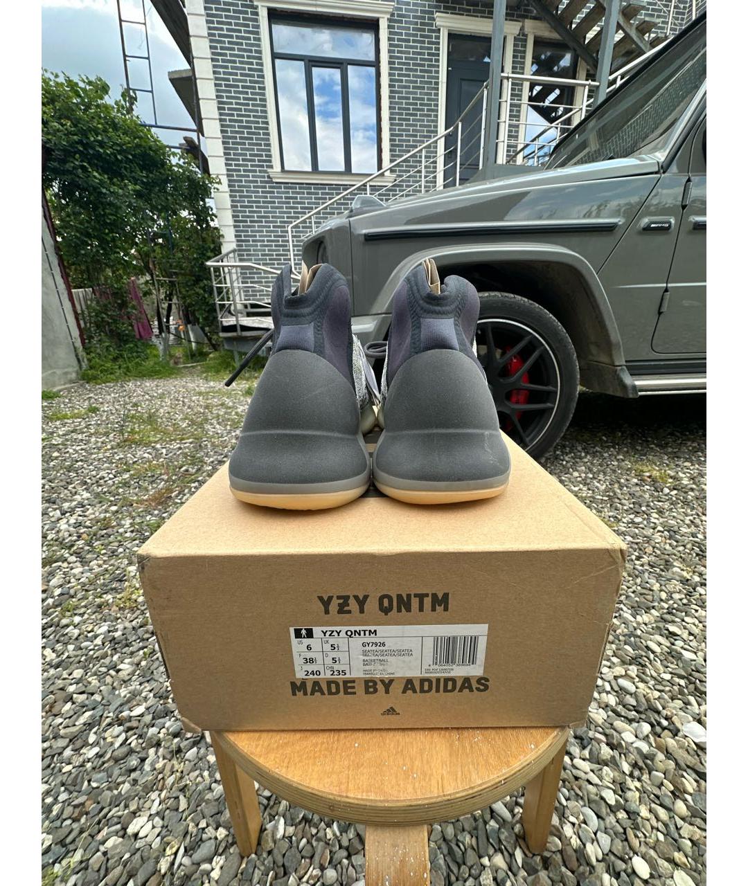 ADIDAS YEEZY Антрацитовые текстильные кроссовки, фото 4