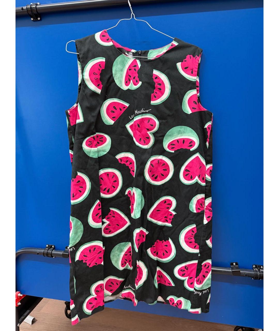 LOVE MOSCHINO Черное хлопковое повседневное платье, фото 2