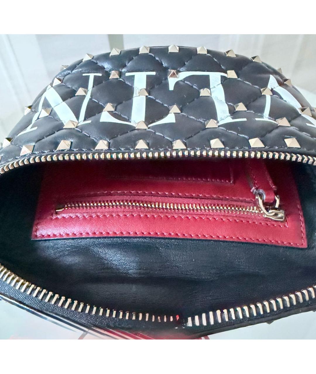 VALENTINO Черная кожаная поясная сумка, фото 4