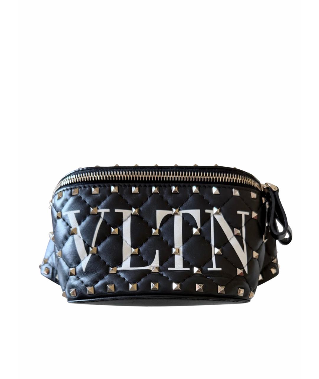 VALENTINO Черная кожаная поясная сумка, фото 1