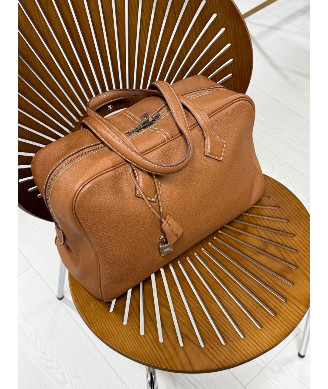 HERMES Коричневая кожаная сумка тоут, фото 10