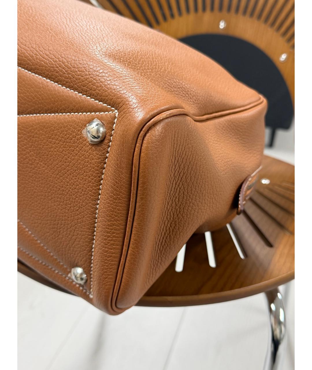 HERMES Коричневая кожаная сумка тоут, фото 8