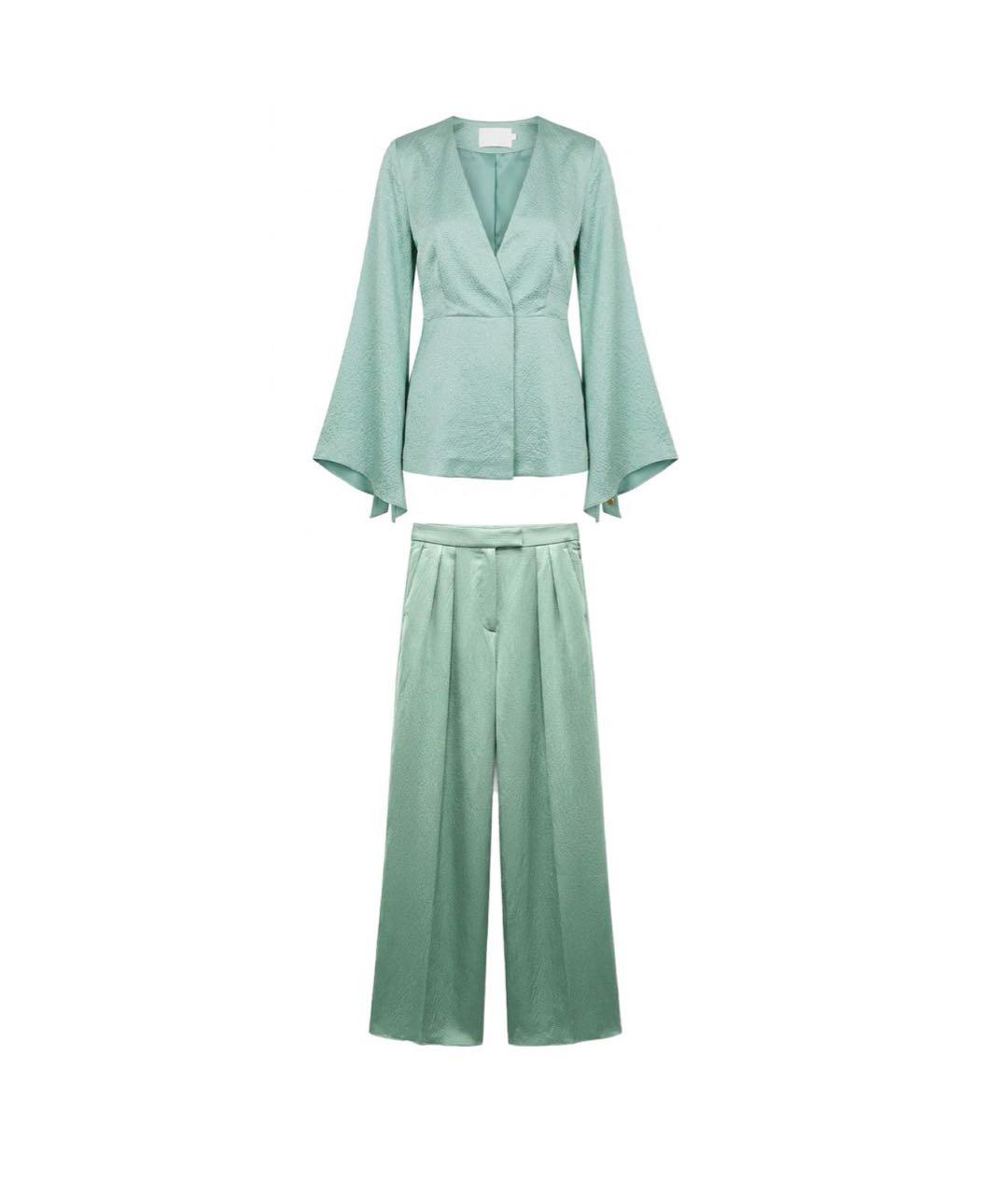 MAX MARA Бирюзовый ацетатный костюм с брюками, фото 1