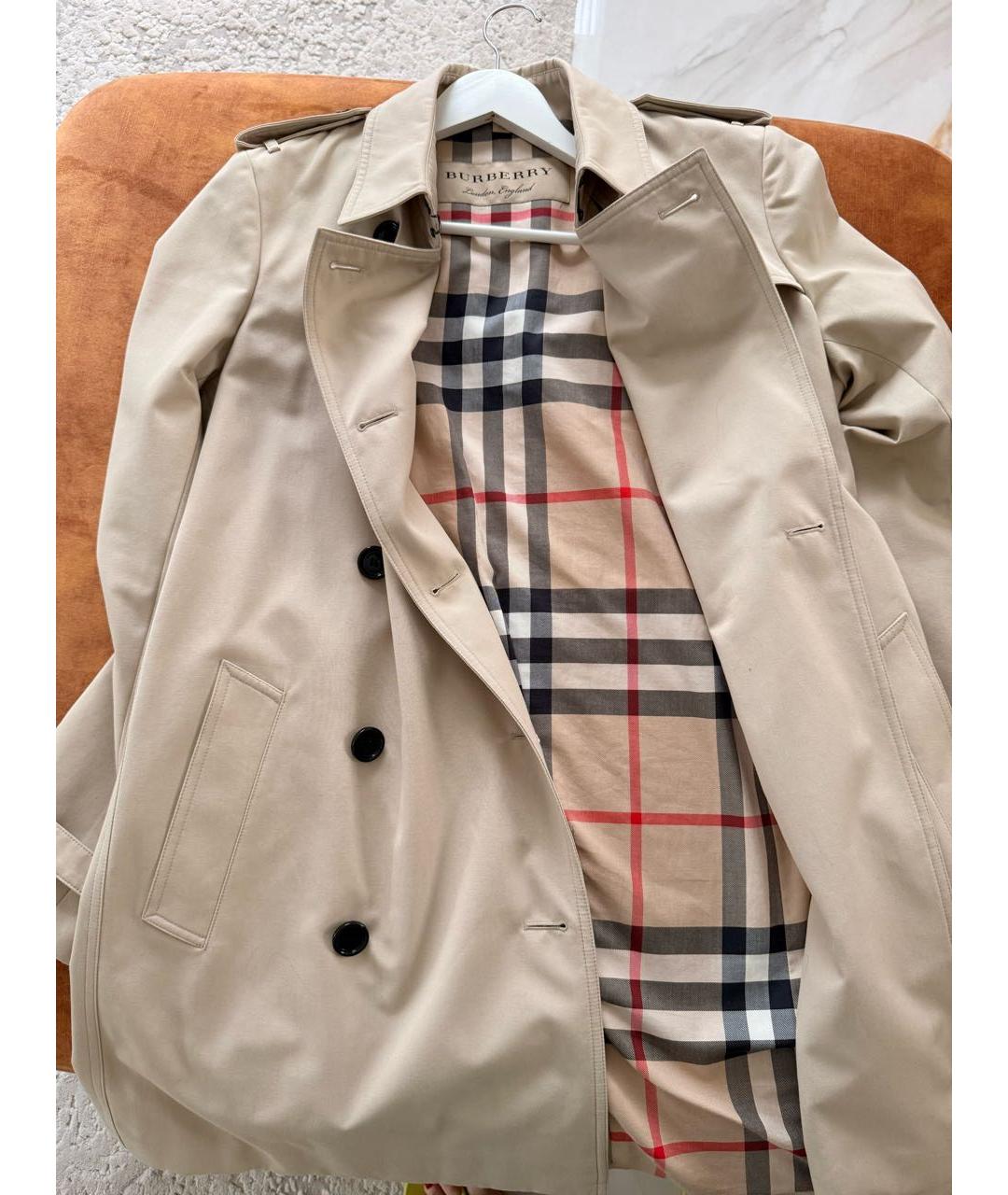 BURBERRY Бежевый вискозный тренч/плащ, фото 4