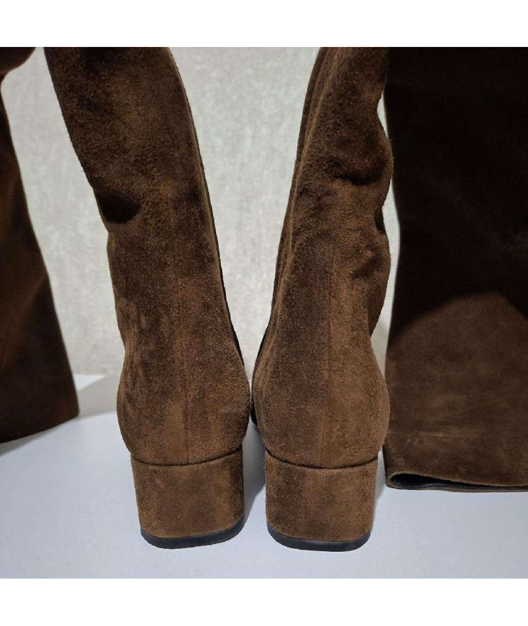 SAINT LAURENT Коричневые замшевые сапоги, фото 4