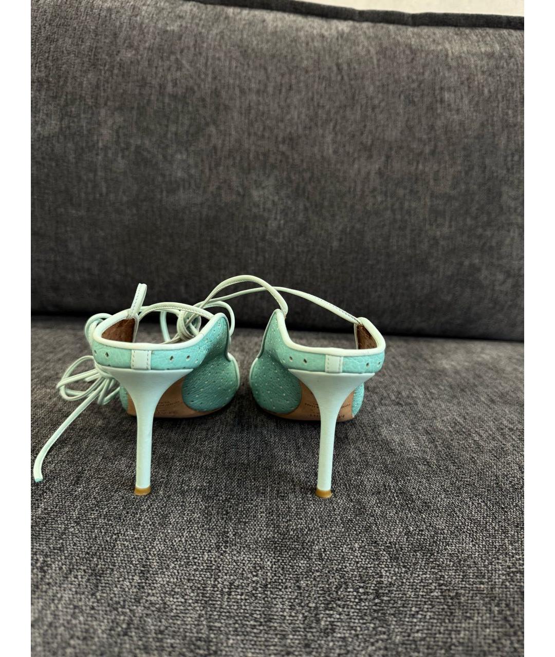 MALONE SOULIERS Бирюзовые кожаные босоножки, фото 4