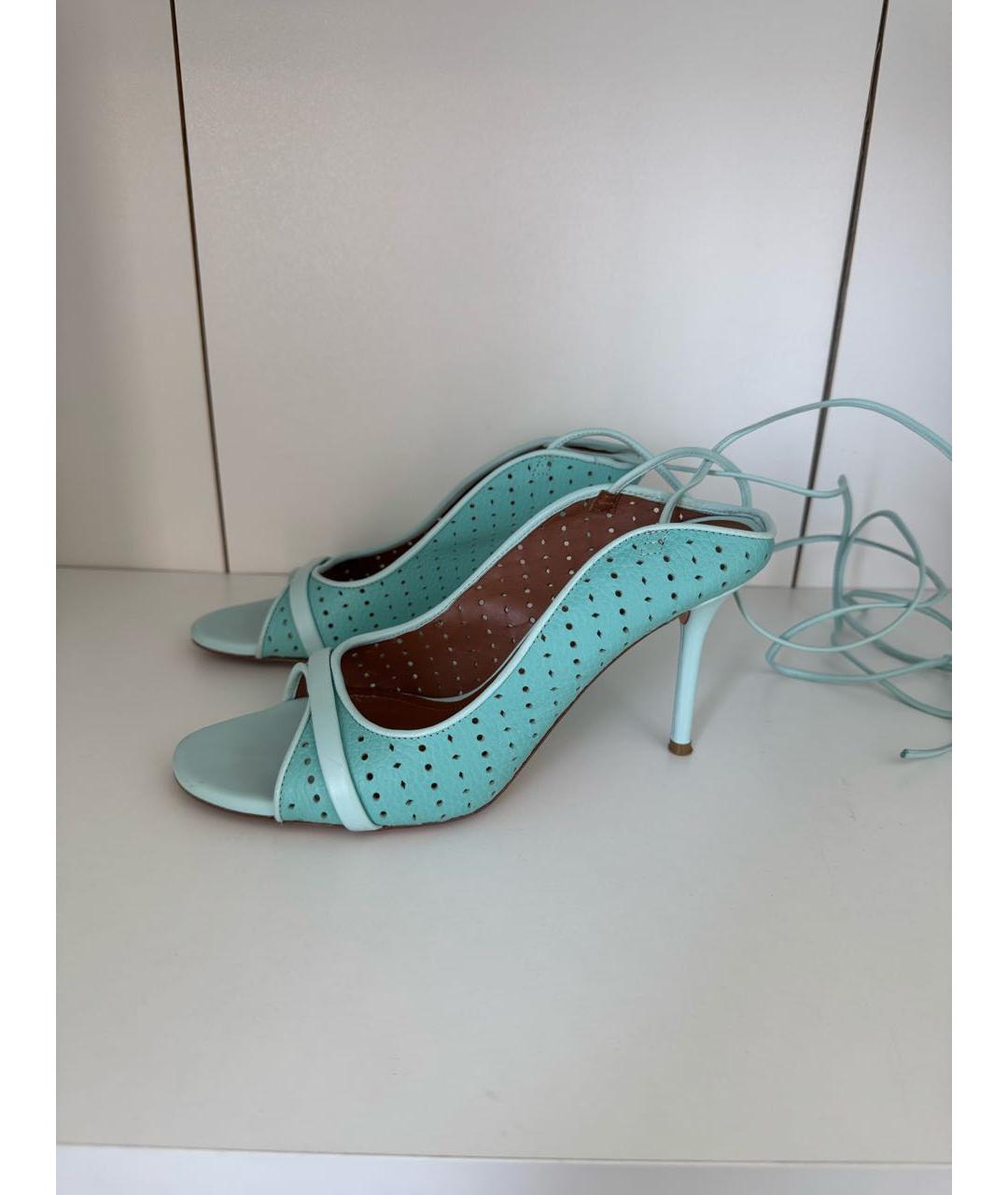 MALONE SOULIERS Бирюзовые кожаные босоножки, фото 5