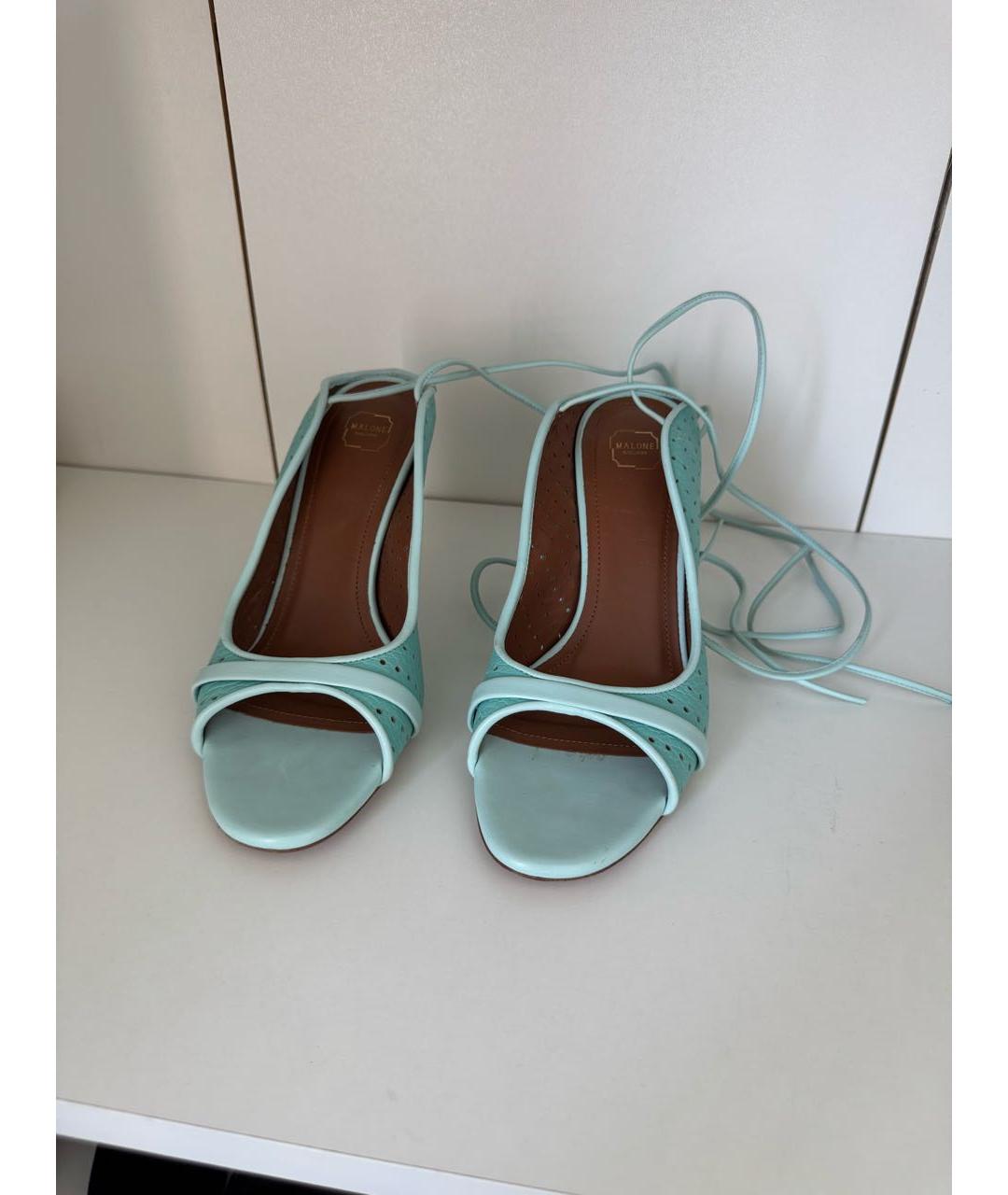 MALONE SOULIERS Бирюзовые кожаные босоножки, фото 7