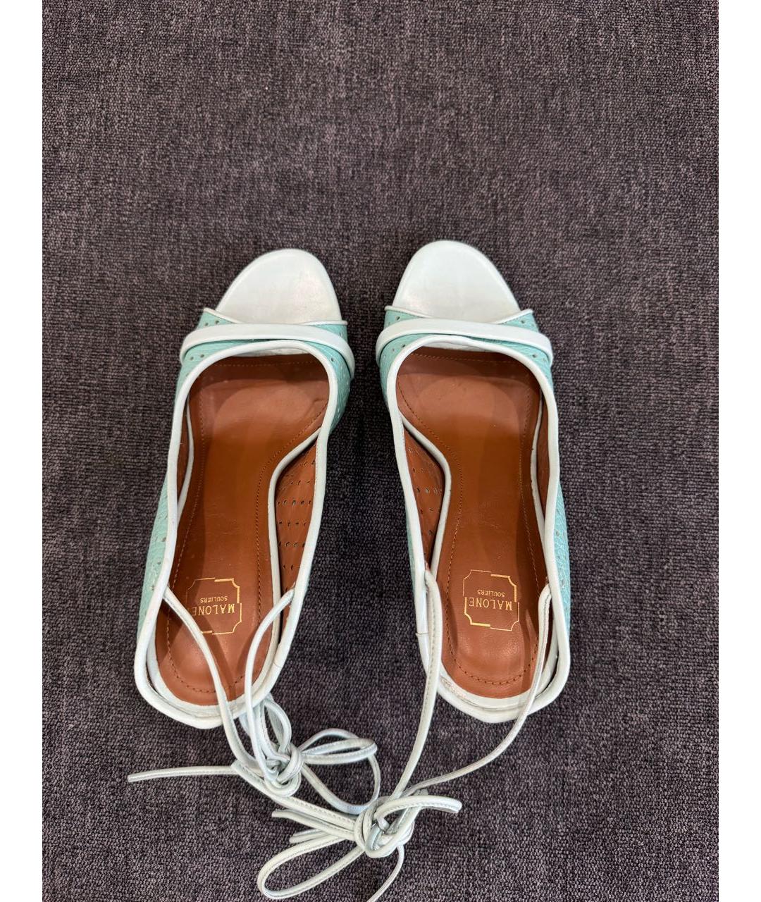 MALONE SOULIERS Бирюзовые кожаные босоножки, фото 3